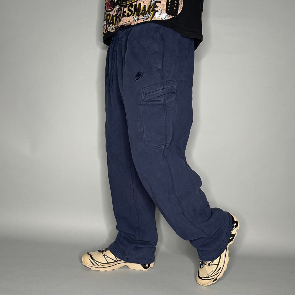 Vintage 90s Nike Sweatpants Mens XL Baggy Wide Navy Blue Cotton Subtle Swoosh